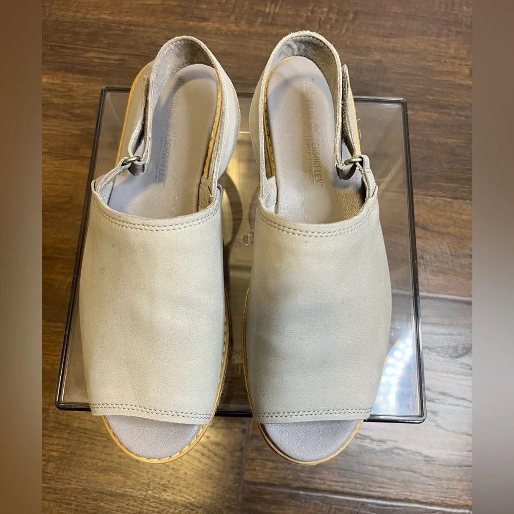 Timberland Emerson Point Peep Toe Wedge Sandals Size Women’s 8.5 Color Gray